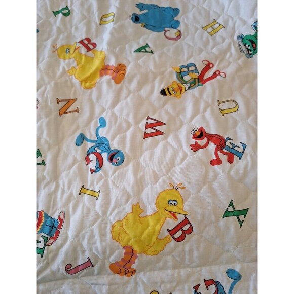 3 Yards Vintage Quilted Sesame Street Comforter Fabric 110"x45" Alphabet Letters - Picture 3 of 8